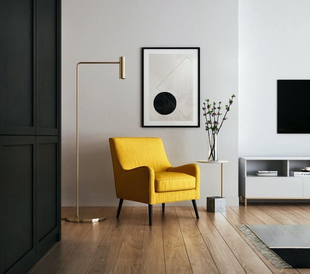 Flooring Dubai - Flooring with Beautiful Yellow Sofa